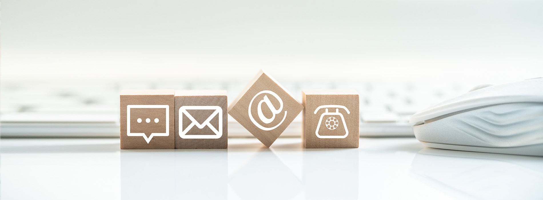 The image displays a collection of icons, including a house, a phone, an envelope, and a chat bubble, arranged in a row on a white background. These icons are commonly used to represent various services or functions, such as home, communication, mail, and messaging respectively.